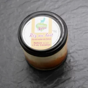 Riz au lait entier de chèvre sur lit de caramel