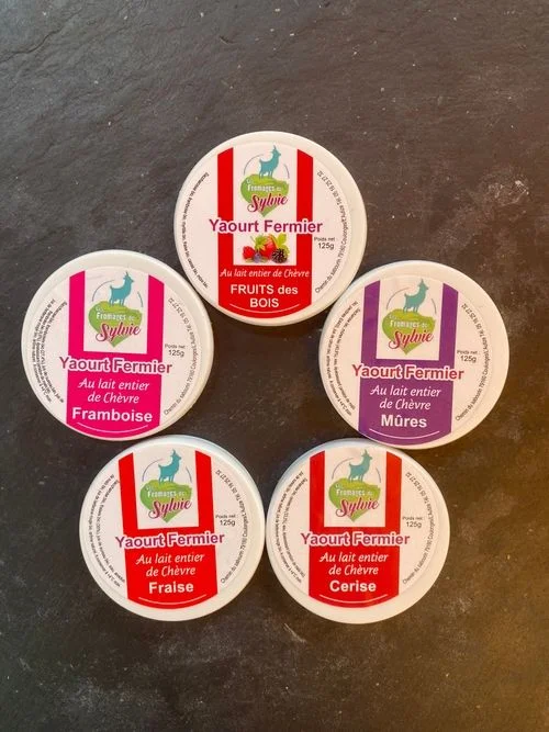 Yaourts fermiers aux fruits rouges au lait entier de chèvre